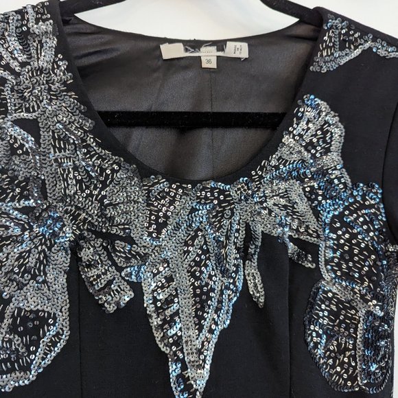 Sequin Black Short-Sleeve Bodycon Dress - Picture 3 of 7